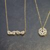 Fashion Dual purpose heart diamond gold plated zircon clover Necklace - Image 2
